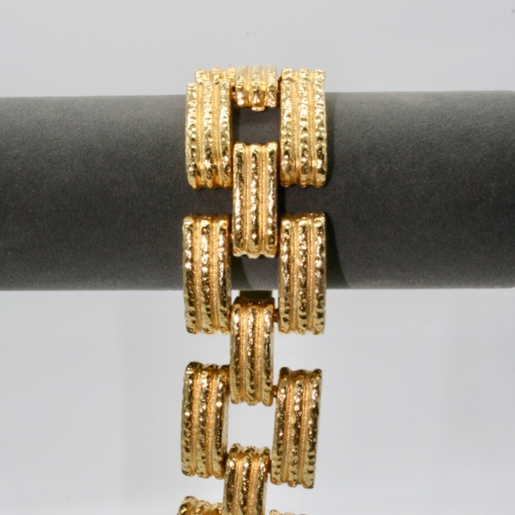 Vintage Graziano Chunky Square Gold Link Bracelet - Picture 3 of 5